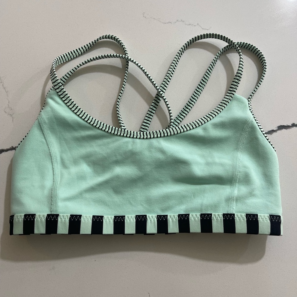 Rare mint green Lululemon bra with stripes- Like new condition